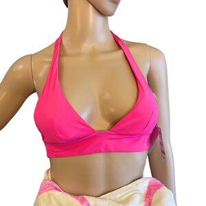 Etam Pink Halter Bikini Top Sz S w/Removable Foam Cups Sustainable Fashion